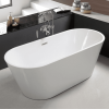 Acrylic Freestanding Bathtub-Acrylic Soaking Tubs, Oval Shape Freestanding Bathtubs With Chrome Overflow and Pop Up Drain