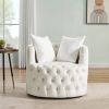 Modern Swivel Barrel Chair with 360Â¬âˆž Rotating Base and 2 Pillows; Modern Velvet Reading Chair with Shell Chairs' Back; Swivel Chairs for Living Room;