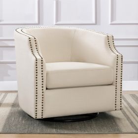 Ayden Linen Swivel Barrel Chair