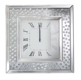 Nysa Wall Clock in Mirrored &amp; Faux Crystals 97394