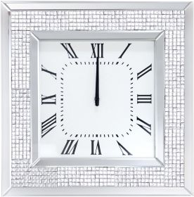 Iama Wall Clock in Mirrored & Faux Rhinestones 97396