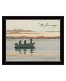 "Fishing" by Bonnie Mohr; Ready to Hang Framed Print; Black Frame