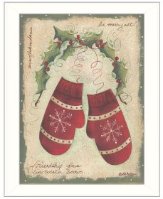 Trendy Decor 4U "Merry Mittens" Framed Wall Art; Modern Home Decor Framed Print for Living Room; Bedroom & Farmhouse Wall Decoration by Jill Ankrom