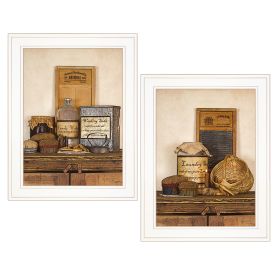 "Creek Water Laundry" 2-Piece Vignette by Artisan Susan Boyer; Ready to Hang Framed Print; White Frame