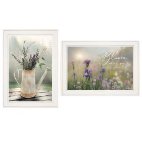 "Bloom Where You are Planted" 2-Piece Vignette by Artisan Lori Deiter; Ready to Hang Framed Print; White Frame