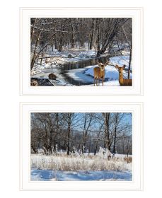 "Great Outdoors-Nature/Winter Forest" 2-Piece Vignette by Trendy Decor 4U; Ready to Hang Framed Print; White Frame