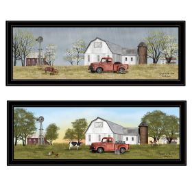 Trendy Decor 4U "Billy Jacobs Summer/Spring Seasonal" Framed Wall Art; Modern Home Decor 2 Piece Vignette for Living Room; Bedroom & Farmhouse Wall De