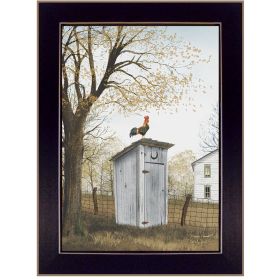 Trendy Decor 4U "Morning Commute (Outhouse)" Framed Wall Art; Modern Home Decor Framed Print for Living Room; Bedroom & Farmhouse Wall Decoration by B