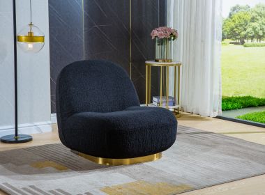 Modern Velvet Swivel Accent Chair; Swivel Barrel Chair with Gold Finish Stainless Steel Base