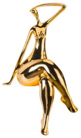 Isabella Resin Woman Sculpture, Gold - Size 15" x 7" x 8"