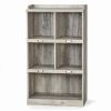 Modern Farmhouse 5-Cube Organizer Bookcase with Name Plates, Rustic Gray Finish