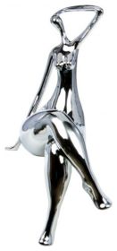 Isabella Resin Woman Sculpture, Chrome - Size 15" x 7" x 6"