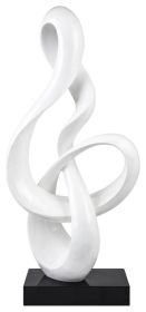 Abstract Fire Resin Sculpture, White, Small - Size 23" x 11" x 5"