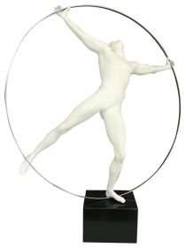 Ring Man Resin Sculpture, White - Size 27.5" x 23.5" x 7"