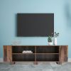 TV Stand for TVs up to 65-Inch Flat Screen, Mid-Century Modern Entertainment Center with 8 Open Shelves, Universal TV Storage Cabinet for Living Room