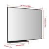 40x30 Inch Modern Black Bathroom Mirror With Storage Rack Aluminum Frame Rectangular Decorative Wall Mirrors for Living Room Bedroom