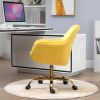 360Â¬âˆž Yellow Velvet Swivel Chair With High Back; Adjustable Working Chair With Golded Color Base