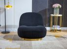 Modern Velvet Swivel Accent Chair; Swivel Barrel Chair with Gold Finish Stainless Steel Base