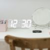 3D LED Digital Wall Clock Sound Control Table Desk Alarm Clock w/ 3 Auto Adjustable Brightness Snooze