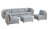 Living Room Furniture Corner Wedge Light Grey Dorris Fabric 1pc Cushion Wedge Sofa Wooden Legs