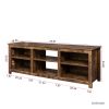 TV stand furniture with 6 storage compartments and 1 shelf cabinet; Walnut