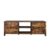 TV stand furniture with 6 storage compartments and 1 shelf cabinet; Walnut