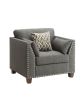 Laurissa Chair &amp; 3 Pillows in Light Charcoal Linen 52407