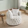 Modern Swivel Barrel Chair with 360Â¬âˆž Rotating Base and 2 Pillows; Modern Velvet Reading Chair with Shell Chairs' Back; Swivel Chairs for Living Room;