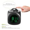 LCD Projection Alarm Clock Battery Powered with Voice Broadcast Function Snooze Temperature Display 12/24 Hour Time System