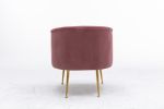 Velvet Armchair Accent Tub Barrel Chair With Gold Metal Legs; Dark Pink