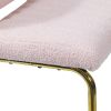 Mid-Century Modern Counter Height Bar Stools for Kitchen Set of 2, Armless Bar Chairs with Gold Metal Chrome Base for Dining Room, Upholstered Boucle