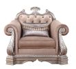 Velvet Upholstered Wooden Sofa Chair with Rolled Arms; Gold