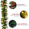 9 Feet Pre-lit Artificial Christmas Garland Red Berries with LED