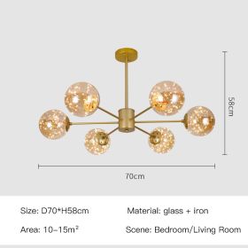 Star Magic Bean Glass Chandelier (Option: 6Gold-Transparency)