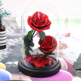 Two Or Three Roses Glass Cover Gift Box (Option: Red 2 Flowers)