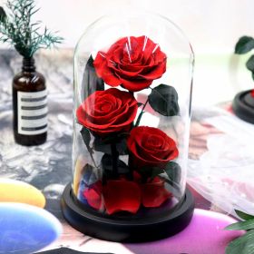 Two Or Three Roses Glass Cover Gift Box (Option: Red 3 Flowers)