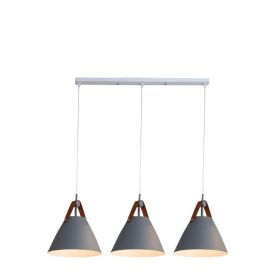 Nordic Dining Room Chandelier Creative Art Simple Personality Macaron Bedroom Bar Lamp (Option: Grey Long disc-White light)