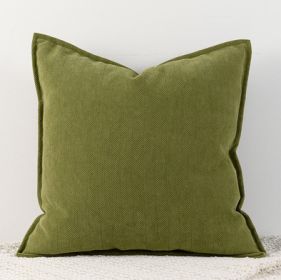 Living Room Sofa Herringbone Pattern Chenille Pillowcase (Option: Olive green-45x45cm)