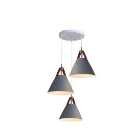 Nordic Dining Room Chandelier Creative Art Simple Personality Macaron Bedroom Bar Lamp (Option: Grey disc-No bulb)