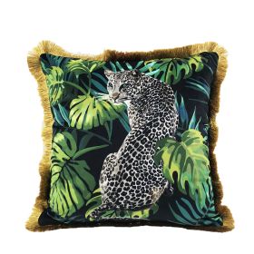 Simple Retro Green Gold Pillow Decoration (Option: Snow leopard-Pillow-45x45cm)