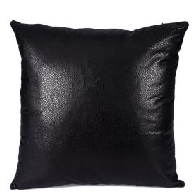 Retro Leather Sofa Pillowcase Cover With Gilded Backrest Cushion (Option: Black-45cmx45cm pillowcase)