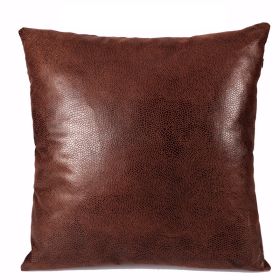 Retro Leather Sofa Pillowcase Cover With Gilded Backrest Cushion (Option: Coffee-45cmx45cm pillowcase)