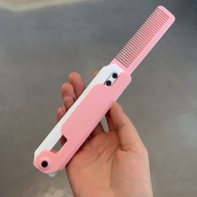 3D Straight Gravity Comb Decompression Toy (Option: Gravity Comb Pink White)