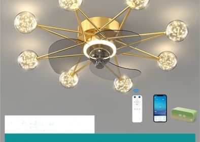 Nordic Ceiling Fan Lights Living Room Dining Room Full Of Stars (Option: Gold-A1 Full of stars)