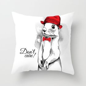 Cartoon Animal Series Peach Skin Fabric Sofa Pillowcase Cushion Cover (Option: Style22-45x45cm)