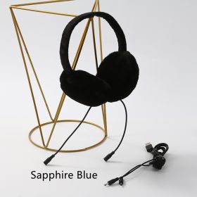 Fashion Plush Heated Earmuffs 3-step Thermostat (Option: Sapphire Blue-Average Size)