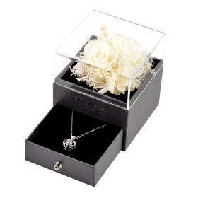 Fashion Simple Preserved Flower Acrylic Jewelry Box (Color: White)