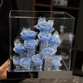 Acrylic Flower Box Valentine's Day Christmas Gift (Option: Sky Blue)