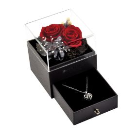 Fashion Simple Preserved Flower Acrylic Jewelry Box (Color: Red)