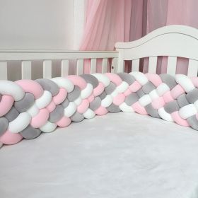 Six-strand Bed Fence Twist Braid New Hand-woven Long Knotted Pillow (Option: White Gray And Pink-6 Shares 240cm)